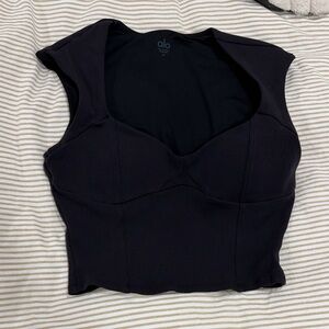 ALO Yoga Black Ribbed Crop Tank